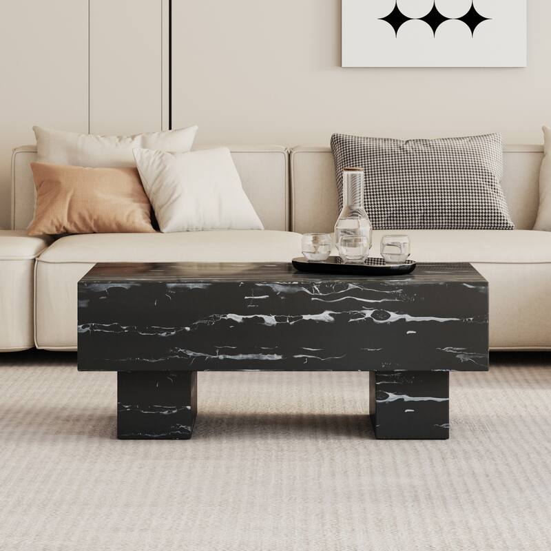 Modern Simple Texture Sticker MDF Coffee Table - Black