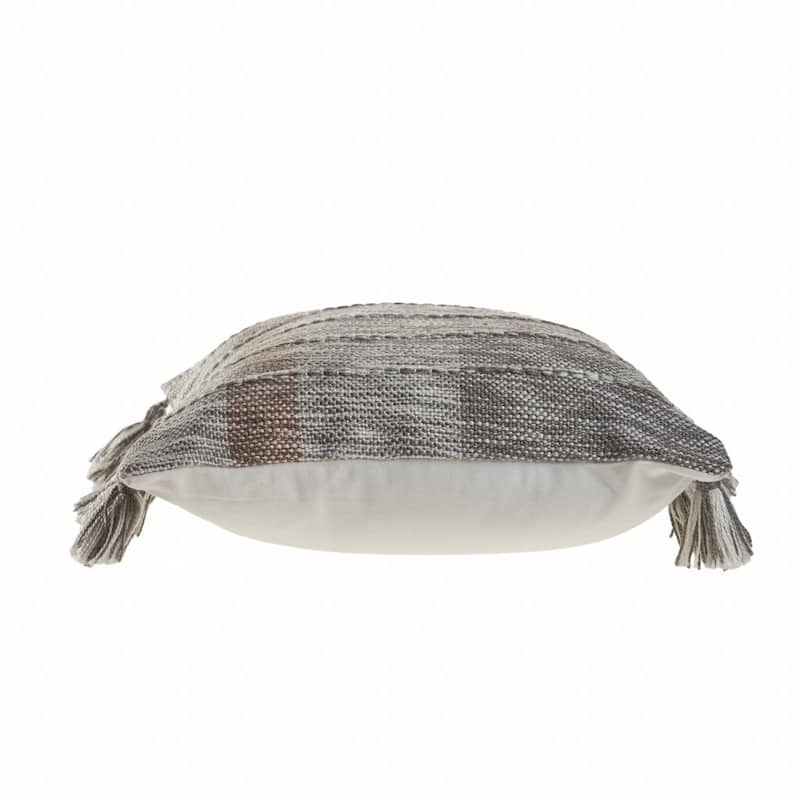 HomeRoots 20" X 20" Gray And Light Red Polyester Striped Zippered Pillow
