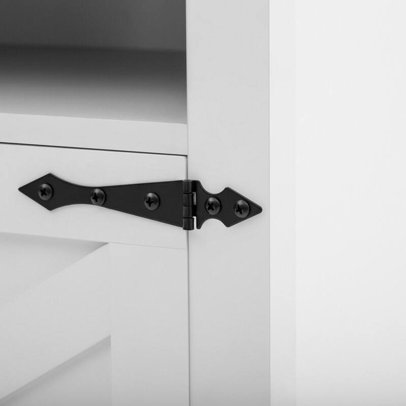 Modern 4-Door Sideboard Buffet with Power Outlets Adjustable Shelves and Half-Open Storage Design