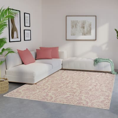 Nourison Jane Farmhouse Vintage Indoor only Damask Area Rug