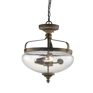 Flynn Semi-Flush Convertible Chandelier, Distressed Brown - Distressed Brown