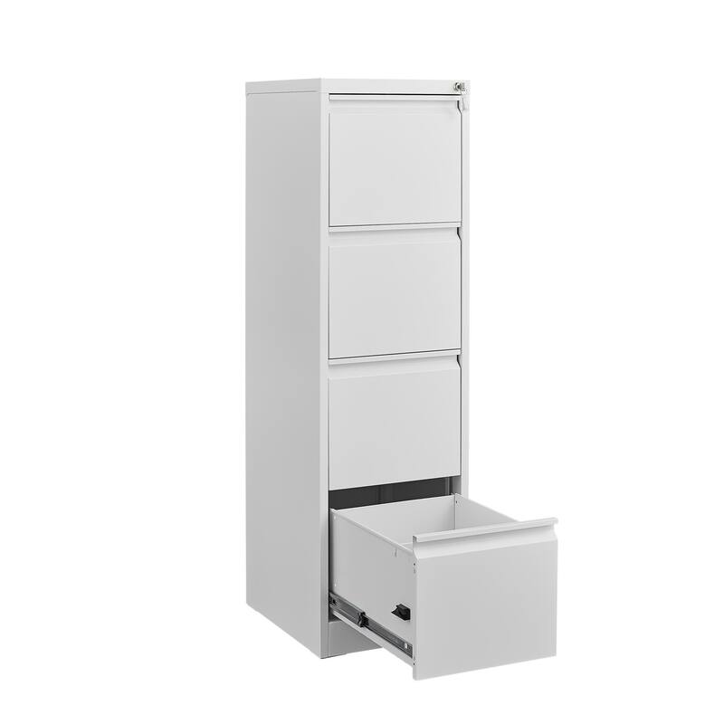 Modern Filing Cabinet Metal File Cabinet File Storage Cabinet with 4 Drawers and lock for Home Office, White