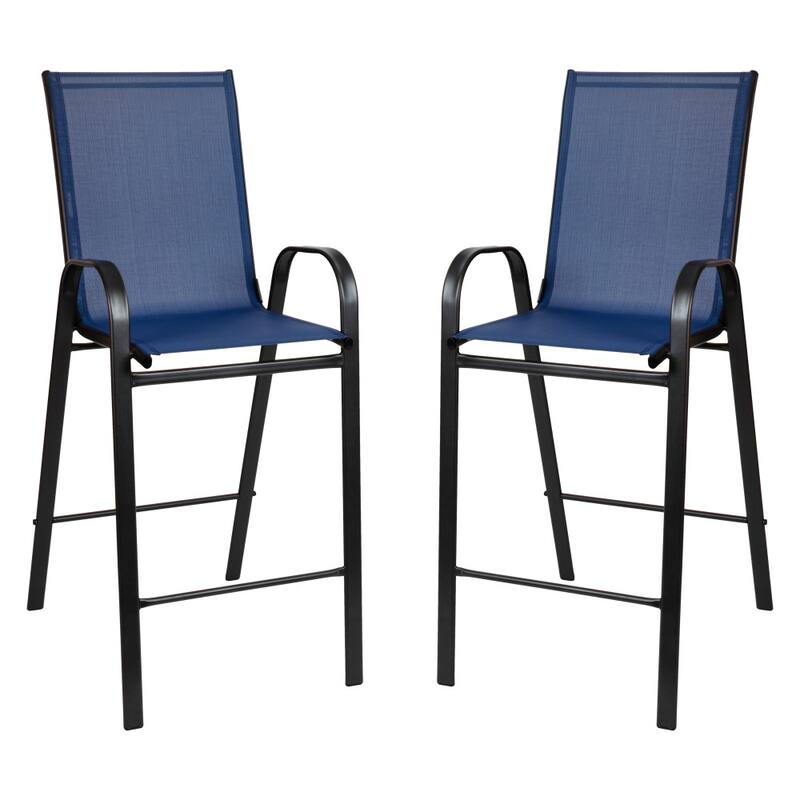 2 Pack Outdoor Barstools with Flex Comfort Material-Patio Stool