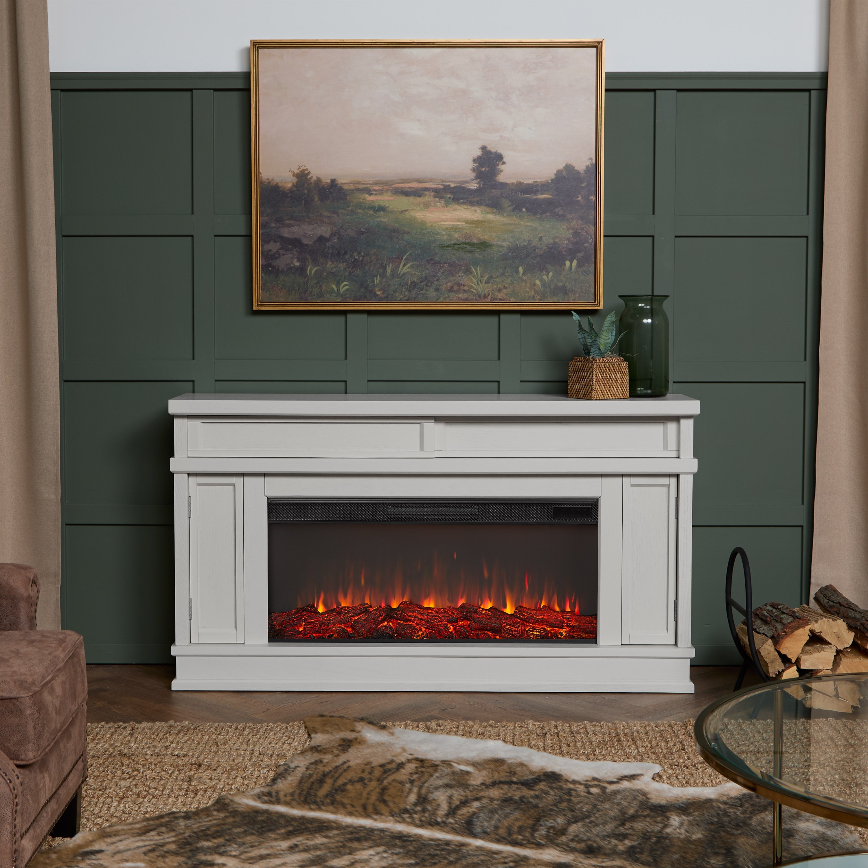Real Flame Torrey Electric Landscape TV Stand Fireplace 60"