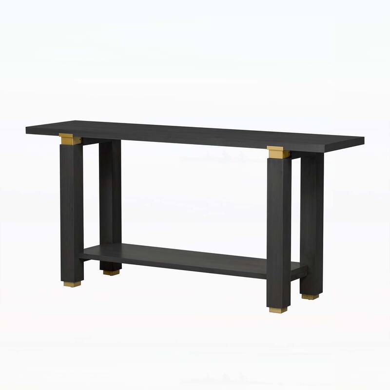 Stylish Modern Console Table with Metal Accents and Practical Built