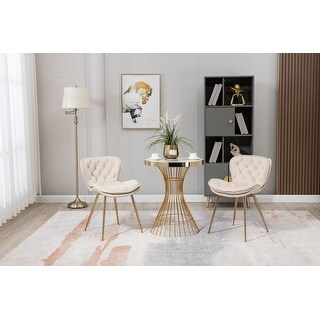 Velvet Upholstered Tufted Side Dining Chair with Golden Legs (Set of 2 ...