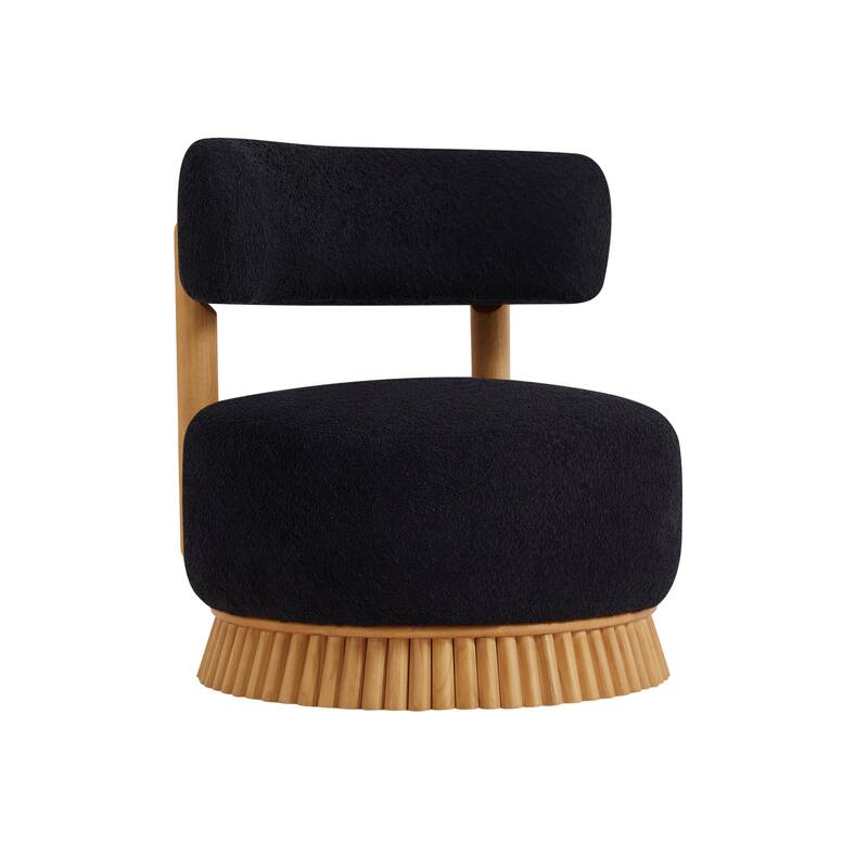 Armless Accent Chair for Living Room, Modern Slipper Vanity Chair with Wooden Base, Upholstered Bedroom Chair