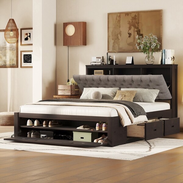 Upholstered storage bed frame sales