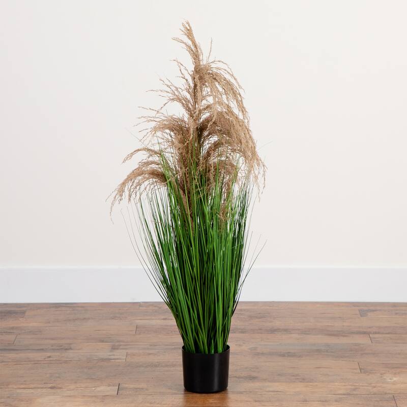 Pampas Grass Artificial Plant with Planter - 4'