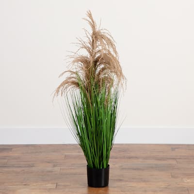 Pampas Grass Artificial Plant with Planter - 4'