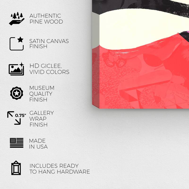 Wynwood Studio Canvas Abstract Purplish Quadrant Red Modern & Contemporary Wall Art Canvas Print