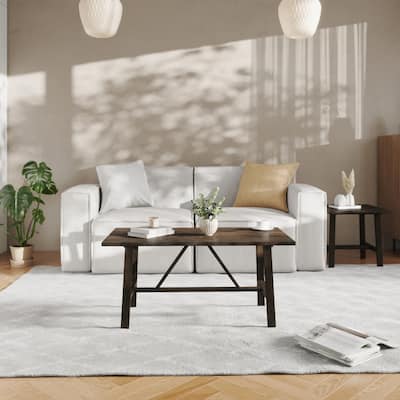 Solid Wood Farmhouse Trestle Style Coffee Table