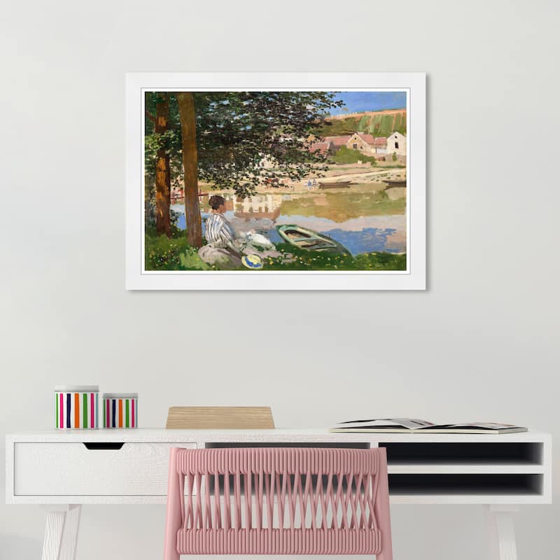 Wynwood Studio Prints Floral and Botanical Claude Monet - Bennecourt Green and Traditional Wall Art Canvas Print - 15.0 x 21.0 - White
