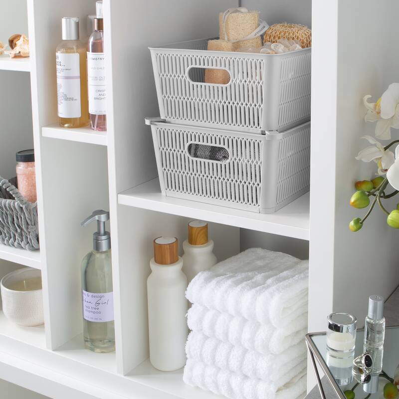 Simplify 4 Pack Slide 2 Stack It Storage Tote Baskets