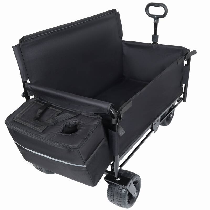 3-in-1 Folding Wagon Cart with Bench Seat, patent protection- Includes 1 ice pack, 500lbs Heavy-Duty Utility Wagon