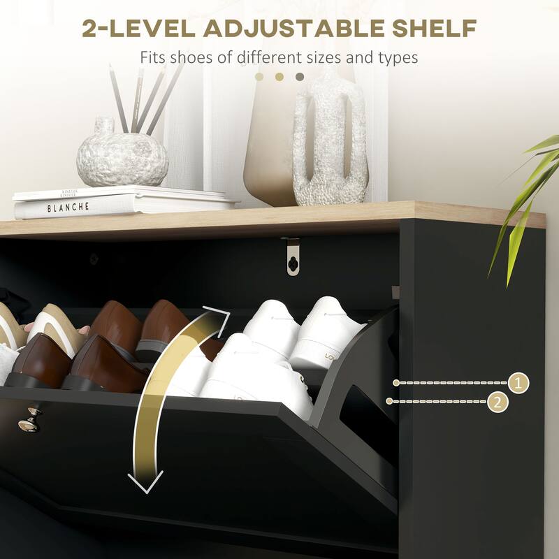 Modern Narrow Shoe Storage Cabinet with Adjustable Shelves, Holds 12 Pairs of Shoes, Ideal for Entryways, Hallways and Proch