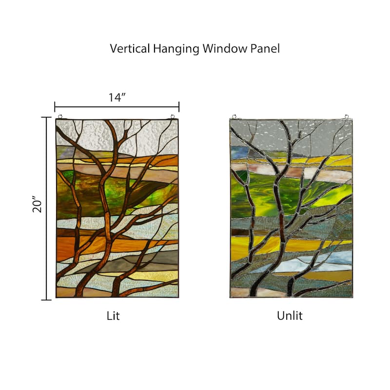 River of Goods Fall Treescape Stained Glass Window Panel - 14" x 0.25" x 20"