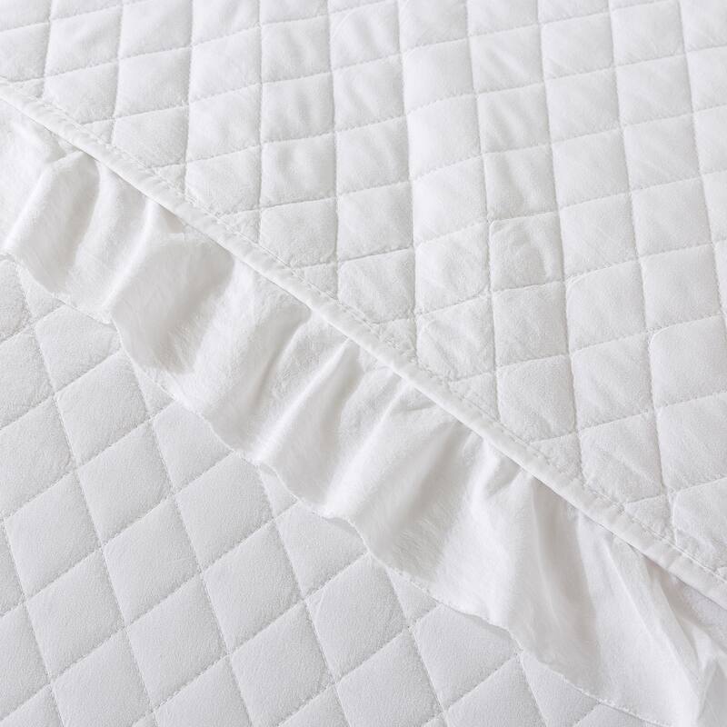 3 Piece Ruffle Quilt Set Lightweight Bedspreads Coverlet