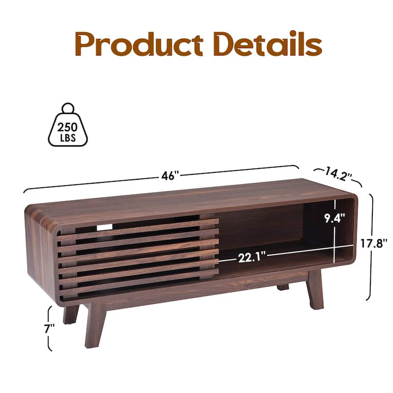 TV Stand for TV Up to 59 Inch, Entertainment Center with Storage Cabinet and Sliding Door