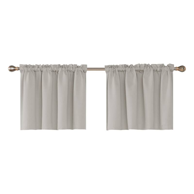 Rod Pocket Solid Window Valance for Kitchen (2 Panels) - 52 x 24 Inch - Light Beige