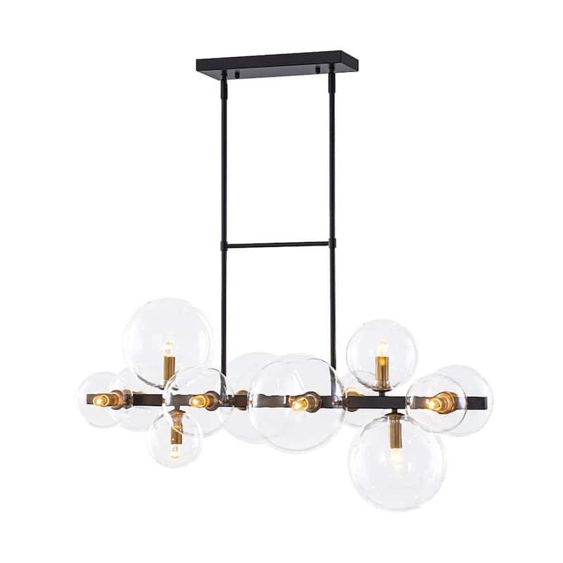 12-Light Mid-century Clear Glass Globe Island Chandelier