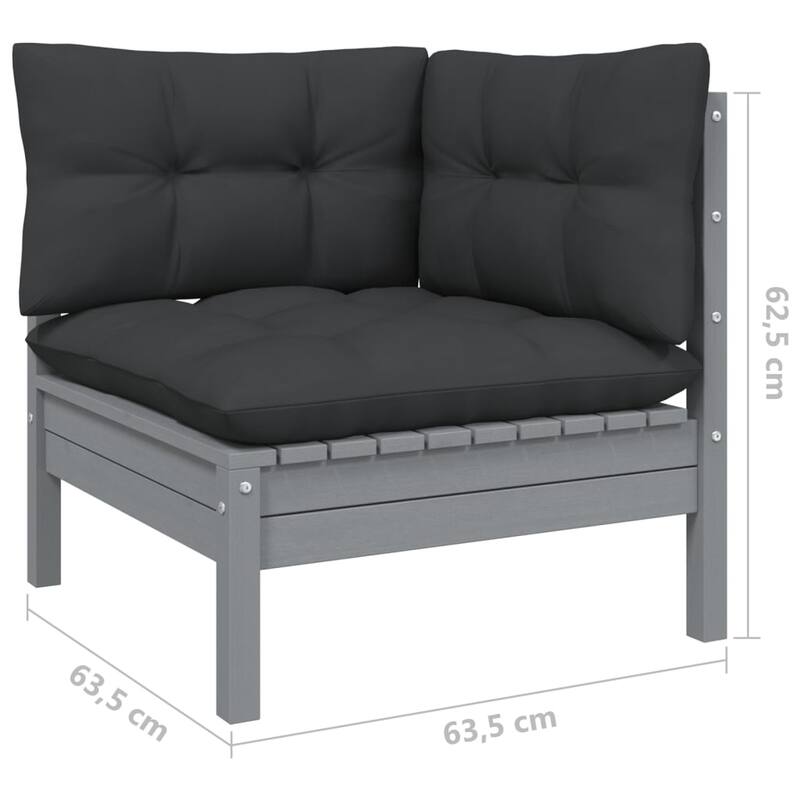 vidaXL Solid Pinewood Patio Lounge Set 12 Piece with Cushions Multi Colors - 25" x 25" x 24.6"