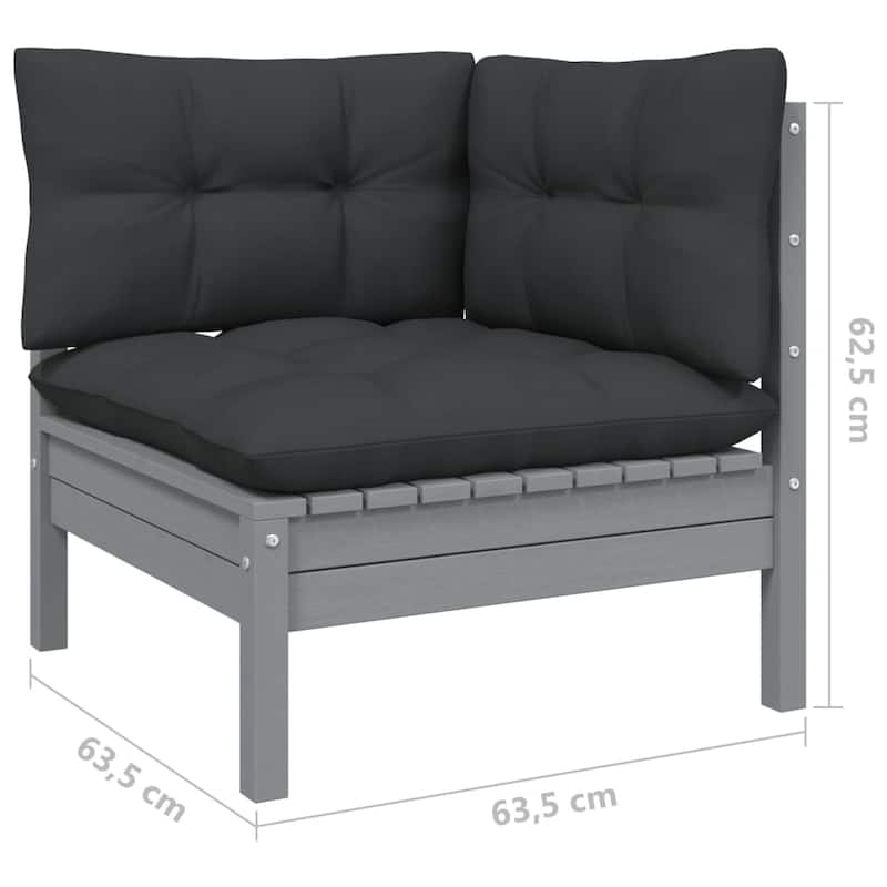 vidaXL Solid Pinewood Patio Lounge Set 9 Piece with Cushions Multi Colors
