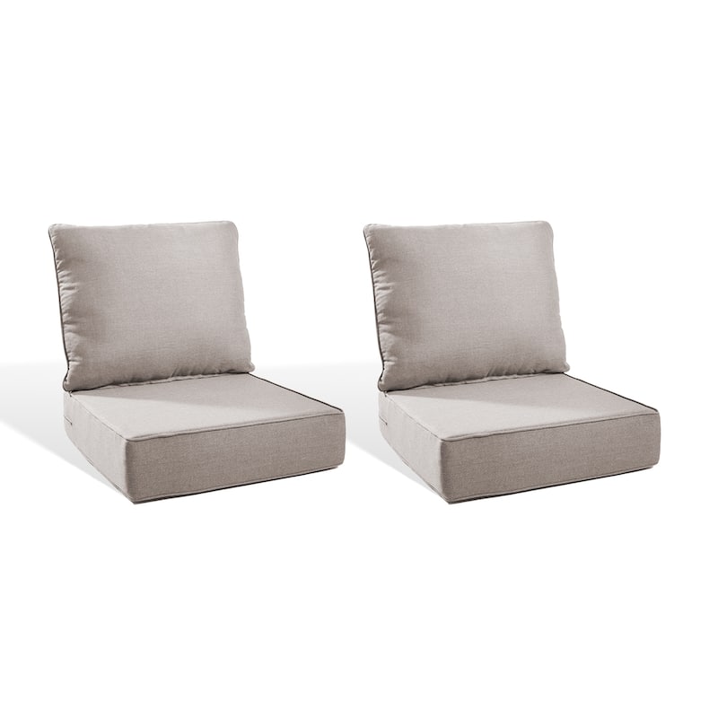 Pocassy 22"x24"x6" Inch Thick Cushions Indoor Outdoor Pillows Cushion - Beige Cushion - 2 Set Seat & Back Cushion