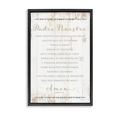 Stupell Padre Nuestro Oración Framed Floater Canvas Wall Art Design By Jennifer Pugh