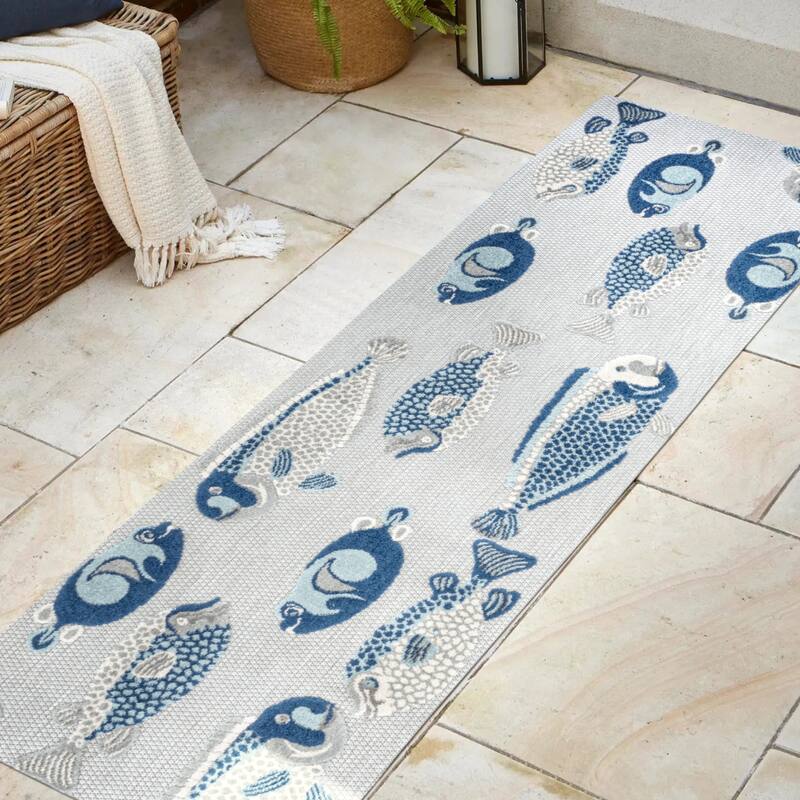 JONATHAN Y Aranciata Modern Fish High-Low Indoor/Outdoor Area Rug