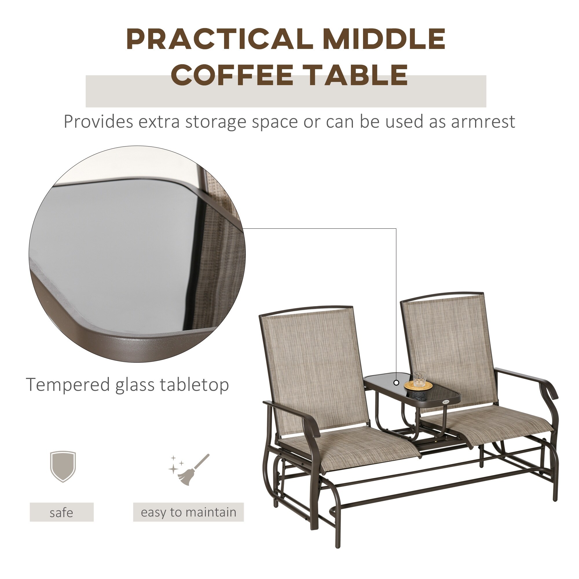 2 seat glider with table outlet