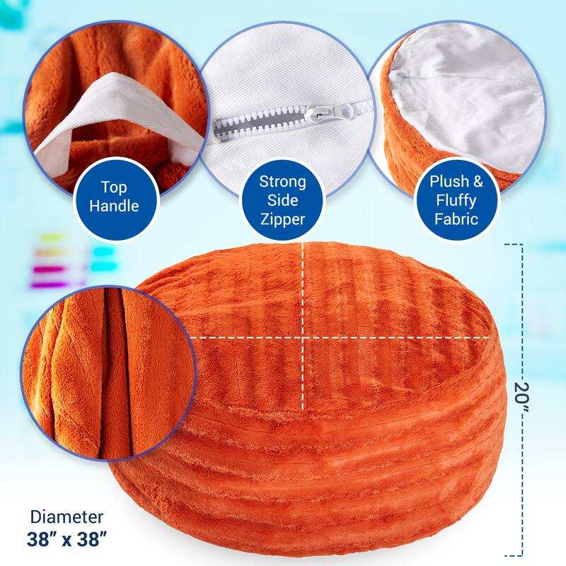 Cheer Collection Faux Fur Bean Bag and Stuffed Animal Storage Case