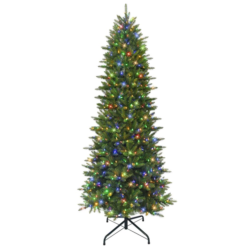 9' LED Slim Fraser Fir Artificial Christmas Tree, Color Select Lights - 9 Foot