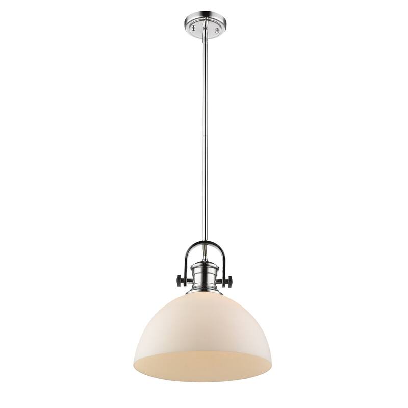 Golden Lighting Hines Single Light 13-1/2" Wide Pendant with Opal