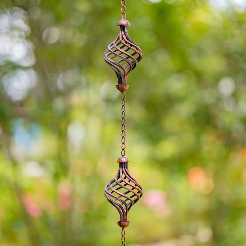 76" Long Antique Bronze Rain Chain with Abstract Swirls