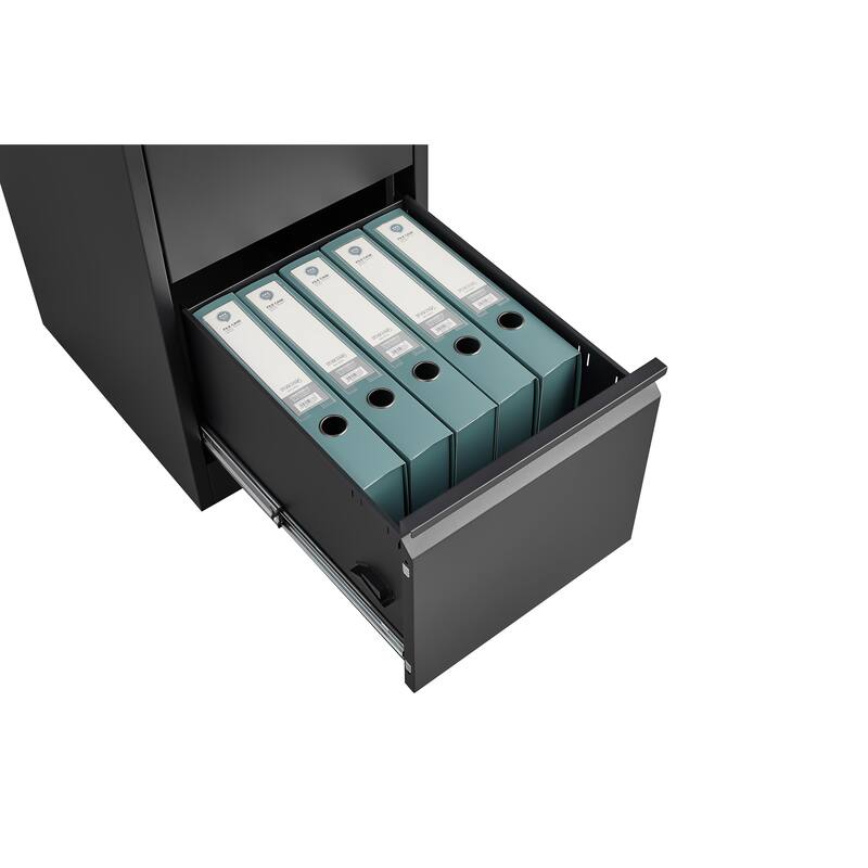 4-Drawer Locking Vertical Storage Cabinet, Office Filing Cabinet with Full Extension Drawers & Adjustable Hanging Rods