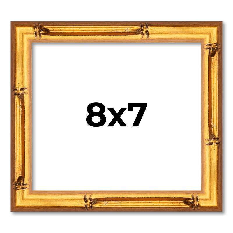 8x7 Frame Gold Bamboo Picture Frame Modern Photo Frame Includes UV Acrylic Shatter Guard Front Acid Free Foam Backing Board