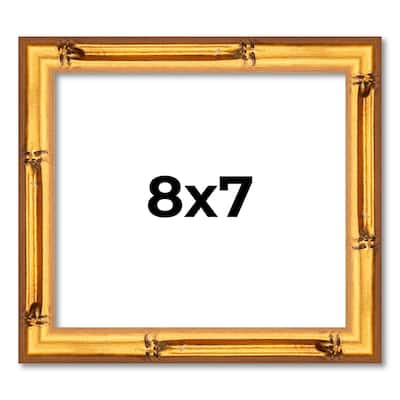 8x7 Frame Gold Bamboo Picture Frame Modern Photo Frame Includes UV Acrylic Shatter Guard Front Acid Free Foam Backing Board