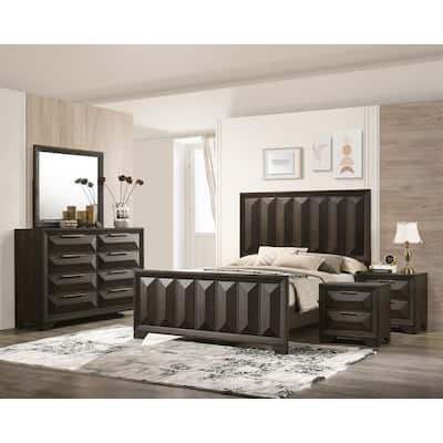 Furniture of America Uppon Transitional Espresso Wood 5-Piece Panel Bedroom Set