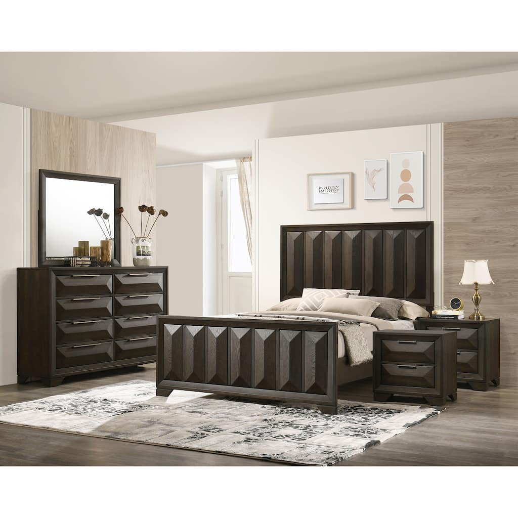 Furniture of America Uppon Transitional Espresso Wood 5-Piece Panel Bedroom Set