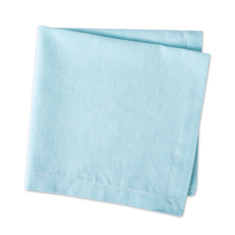 Pack of 6 Aqua Blue Solid Square Chambray Napkins 20"