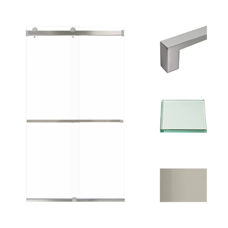 Brianna 48 in. W x 80 in. H By-Pass Frameless Shower Door with Clear Glass - 44-48-in W x 80-in H