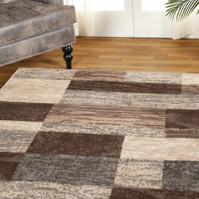 Miranda Haus Geometric Modern Patchwork Polypropylene Indoor Area Rug