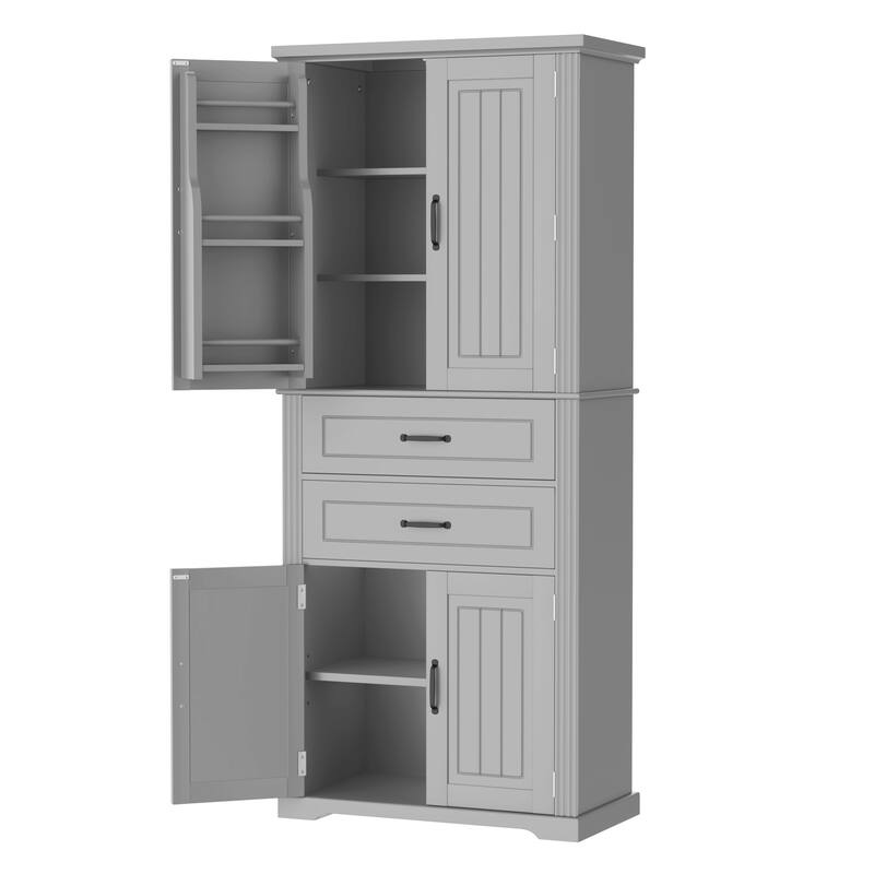 Storage Cabinet with Multi-Functional Storage Space, 2 Drawers with Slide Rails, Adjustable Shelf, Black