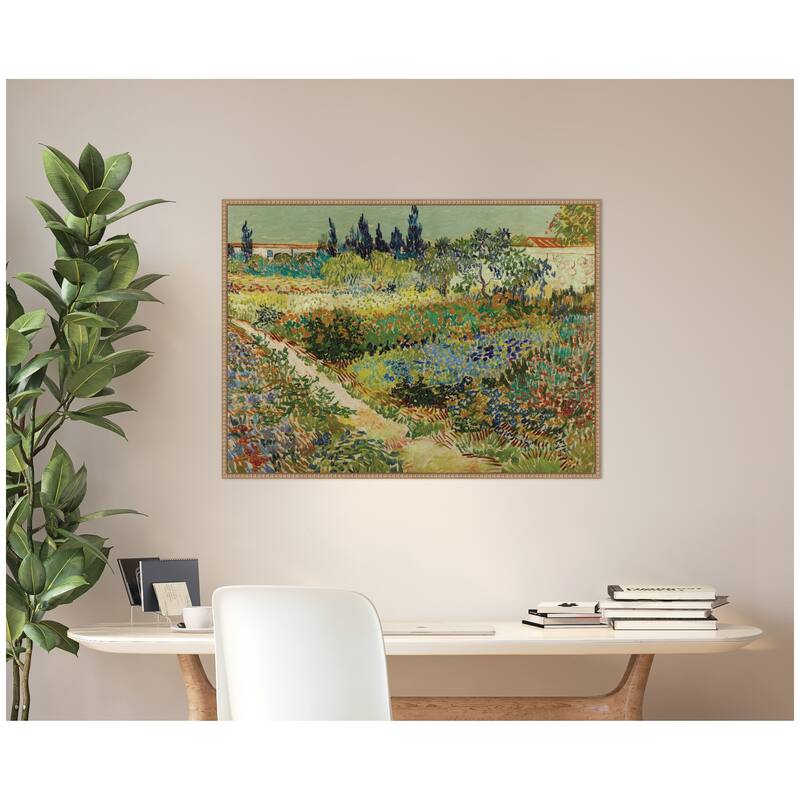 Kate and Laurel Garden at Arles by Vincent van Gogh by Nostalgia Prints Framed Canvas Wall Art Print
