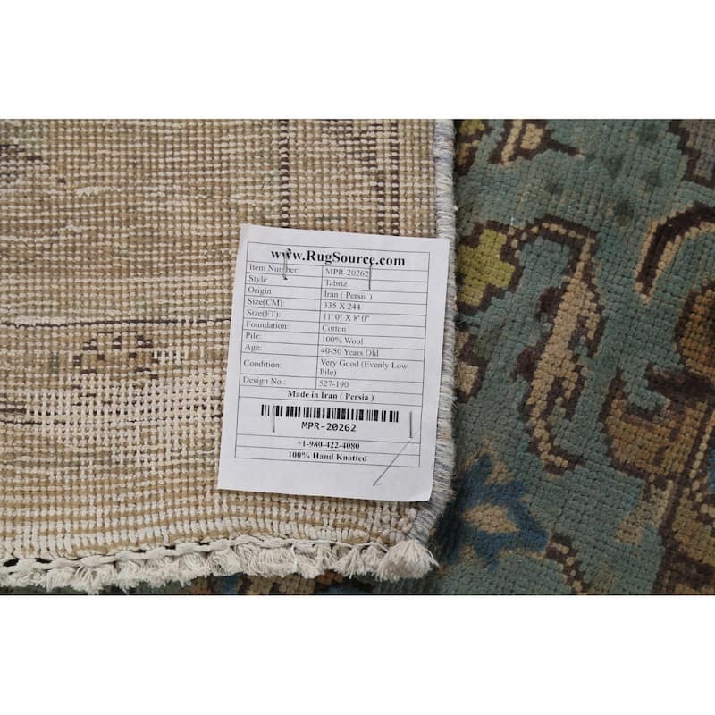 Geometric Tabriz Persian Vintage Area Rug Handmade Bedroom Wool Carpet - 8'0"x 11'0"