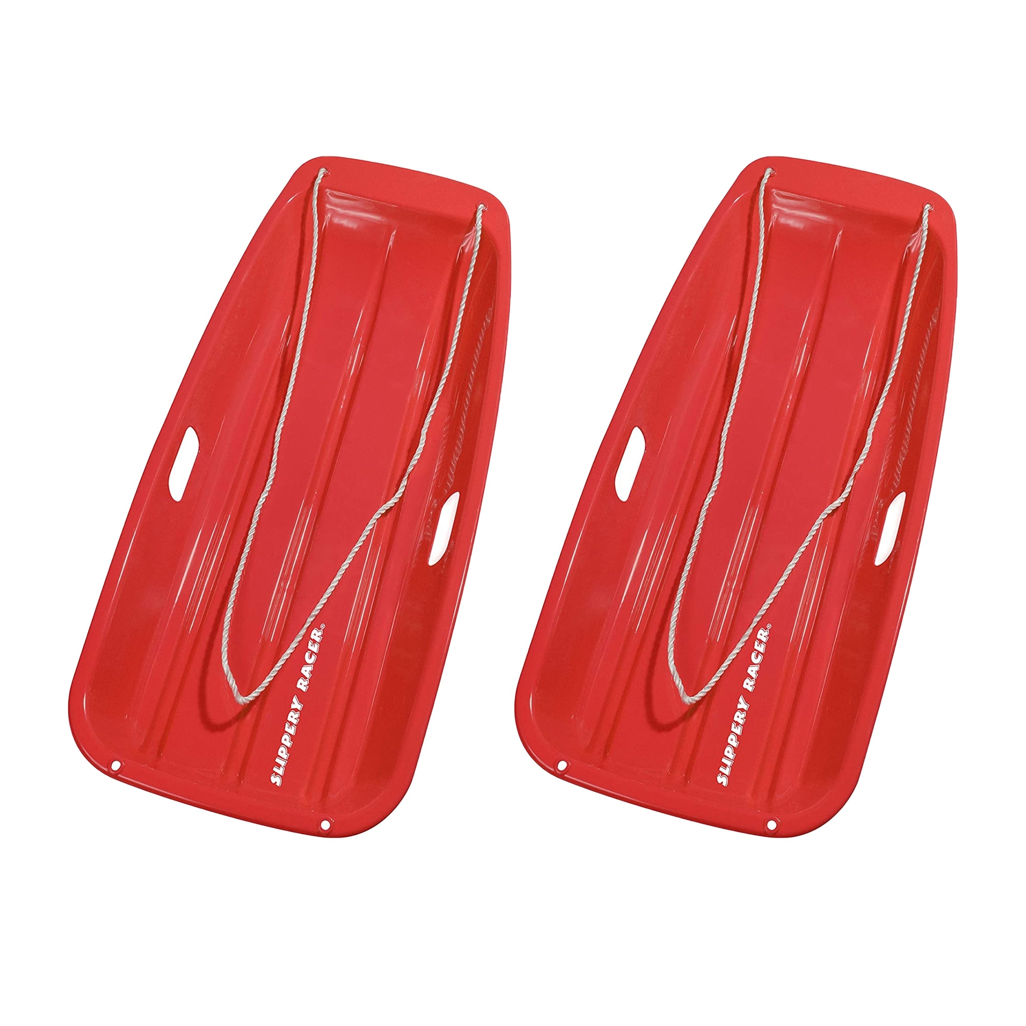 Slippery Racer Downhill Sprinter Kids Plastic Toboggan Snow Sled, Red (2 Pack) - 2