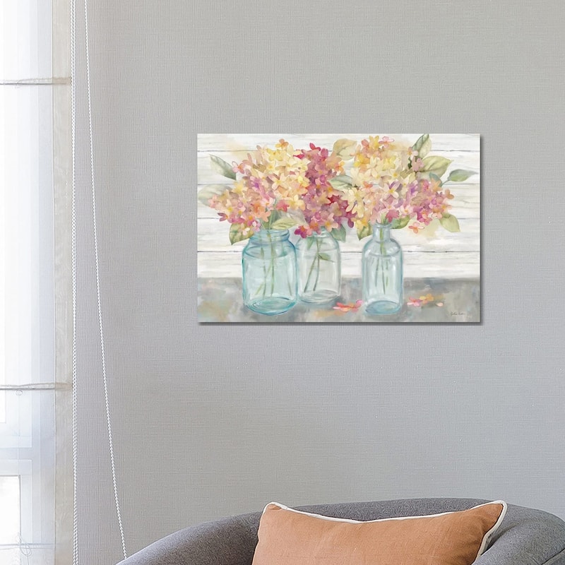 iCanvas "Farmhouse Hydrangeas in Mason Jars Spice" by Cynthia Coulter Canvas Print - 18x26x1.5