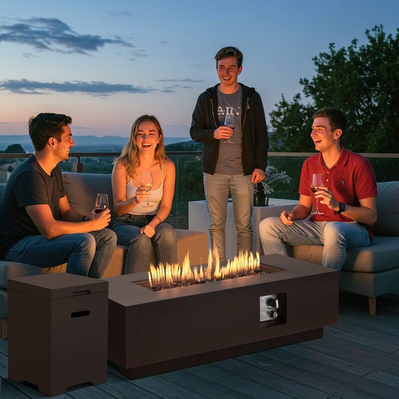 50,000 BTU 30" Outdoor White Round Propane Fire Pit Table and Set