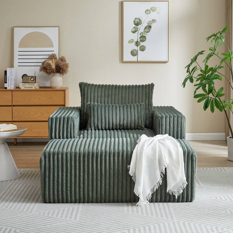 GDFStudio - Amelia Plush Corduroy Recliner Sofa with Removable Footrest for Relaxed Living Room Comfort